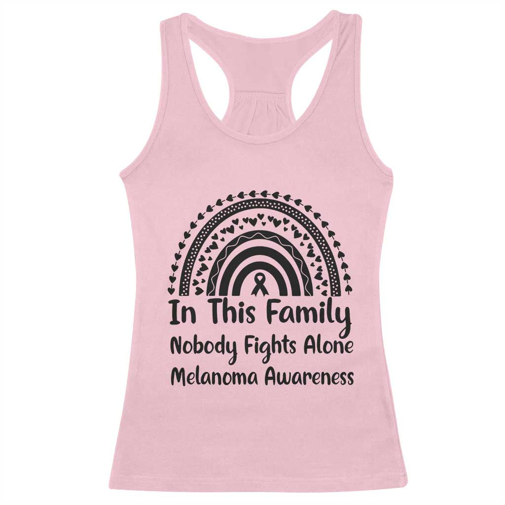 In This Family Nobody Fights Alone Racerback Tank Top Melanoma Warrior Support TS12 Light Pink Print Your Wear