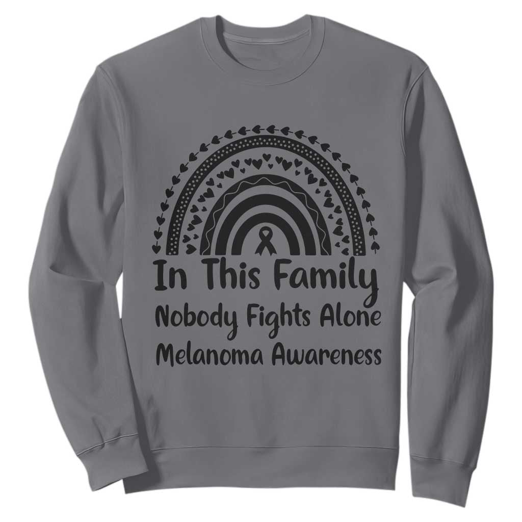 In This Family Nobody Fights Alone Sweatshirt Melanoma Warrior Support TS12 Charcoal Print Your Wear
