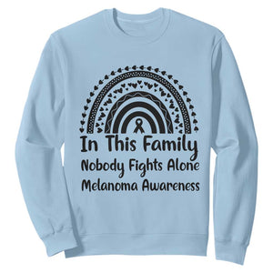In This Family Nobody Fights Alone Sweatshirt Melanoma Warrior Support TS12 Light Blue Print Your Wear