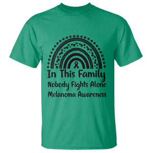 In This Family Nobody Fights Alone T Shirt Melanoma Warrior Support TS12 Irish Green Print Your Wear