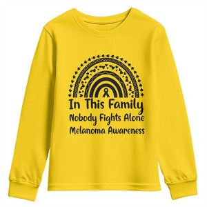 In This Family Nobody Fights Alone Youth Sweatshirt Melanoma Warrior Support TS12 Daisy Print Your Wear