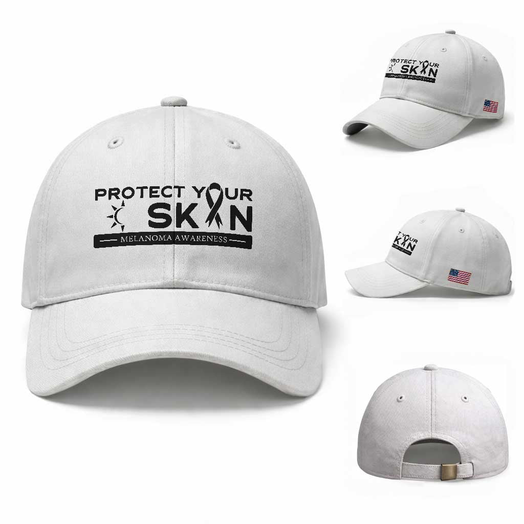 Melanoma Prevention Awareness Baseball Cap Protect Your Skin TS12 Baseball Cap Universal Fit White Print Your Wear