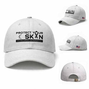 Melanoma Prevention Awareness Baseball Cap Protect Your Skin TS12 Baseball Cap Universal Fit White Print Your Wear