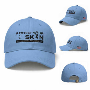Melanoma Prevention Awareness Baseball Cap Protect Your Skin TS12 Baseball Cap Universal Fit Light Blue Print Your Wear
