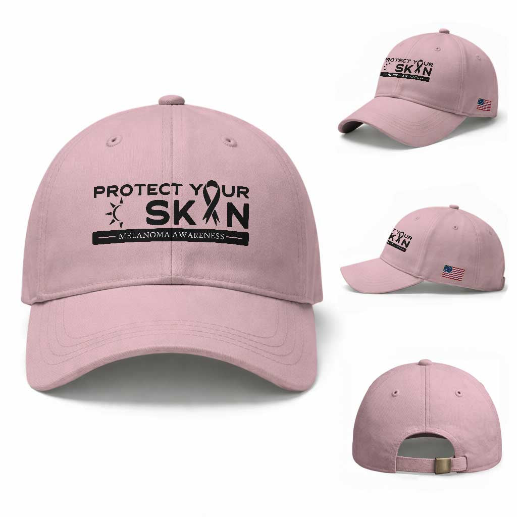 Melanoma Prevention Awareness Baseball Cap Protect Your Skin TS12 Baseball Cap Universal Fit Light Pink Print Your Wear