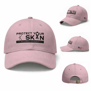 Melanoma Prevention Awareness Baseball Cap Protect Your Skin TS12 Baseball Cap Universal Fit Light Pink Print Your Wear