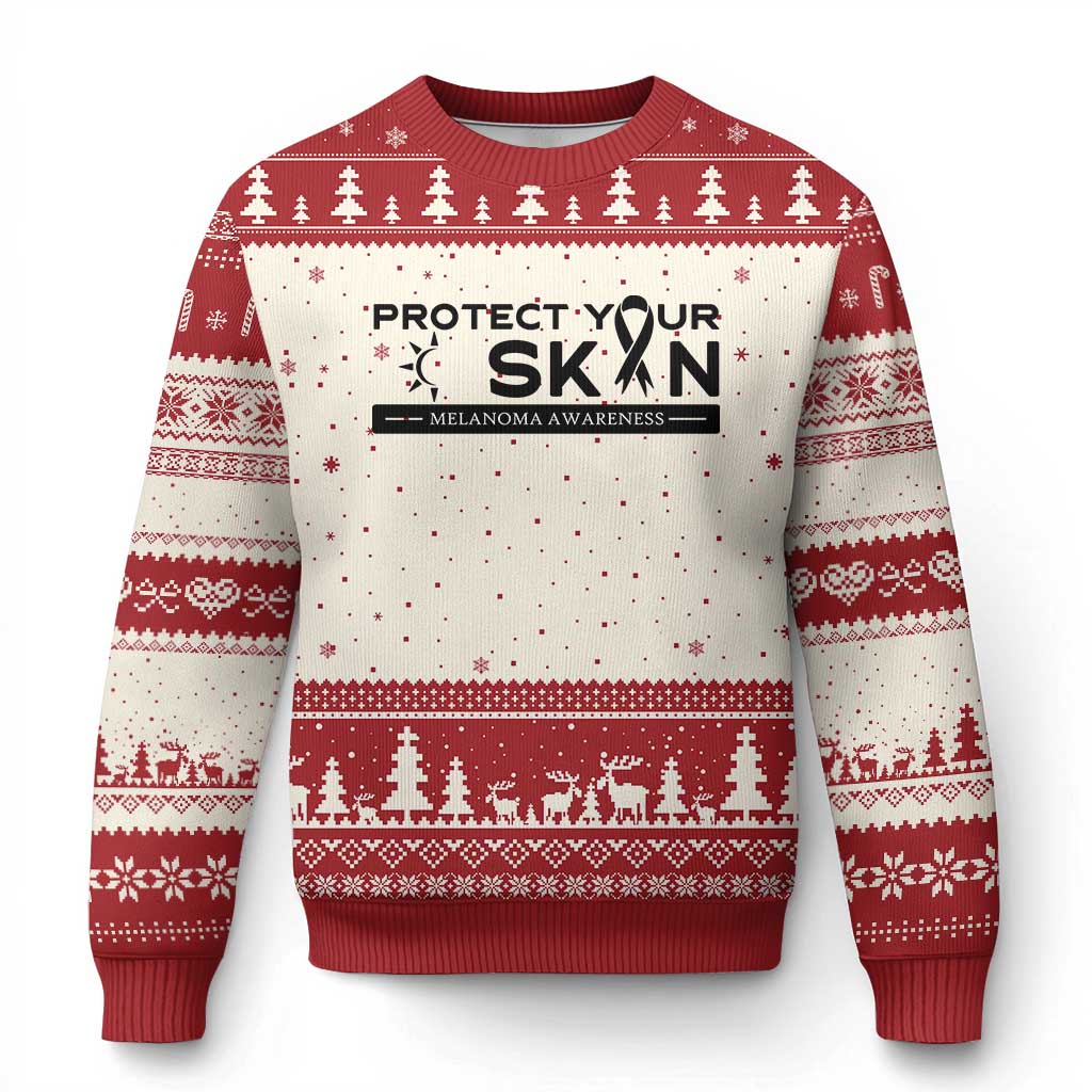 Melanoma Prevention Awareness Ugly Christmas Sweater Protect Your Skin TS12 Beige Red Print Your Wear