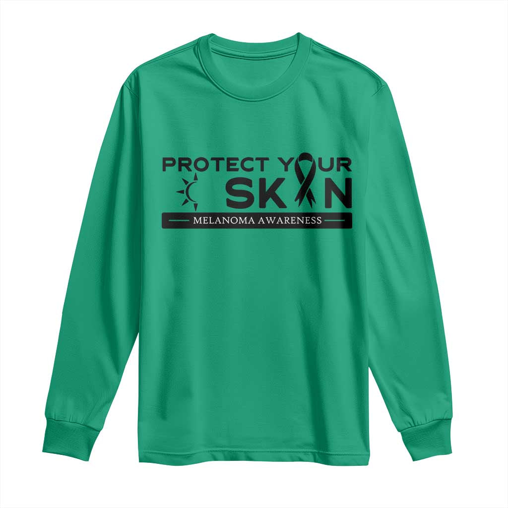 Melanoma Prevention Awareness Long Sleeve Shirt Protect Your Skin TS12 Irish Green Print Your Wear