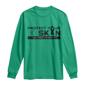Melanoma Prevention Awareness Long Sleeve Shirt Protect Your Skin TS12 Irish Green Print Your Wear