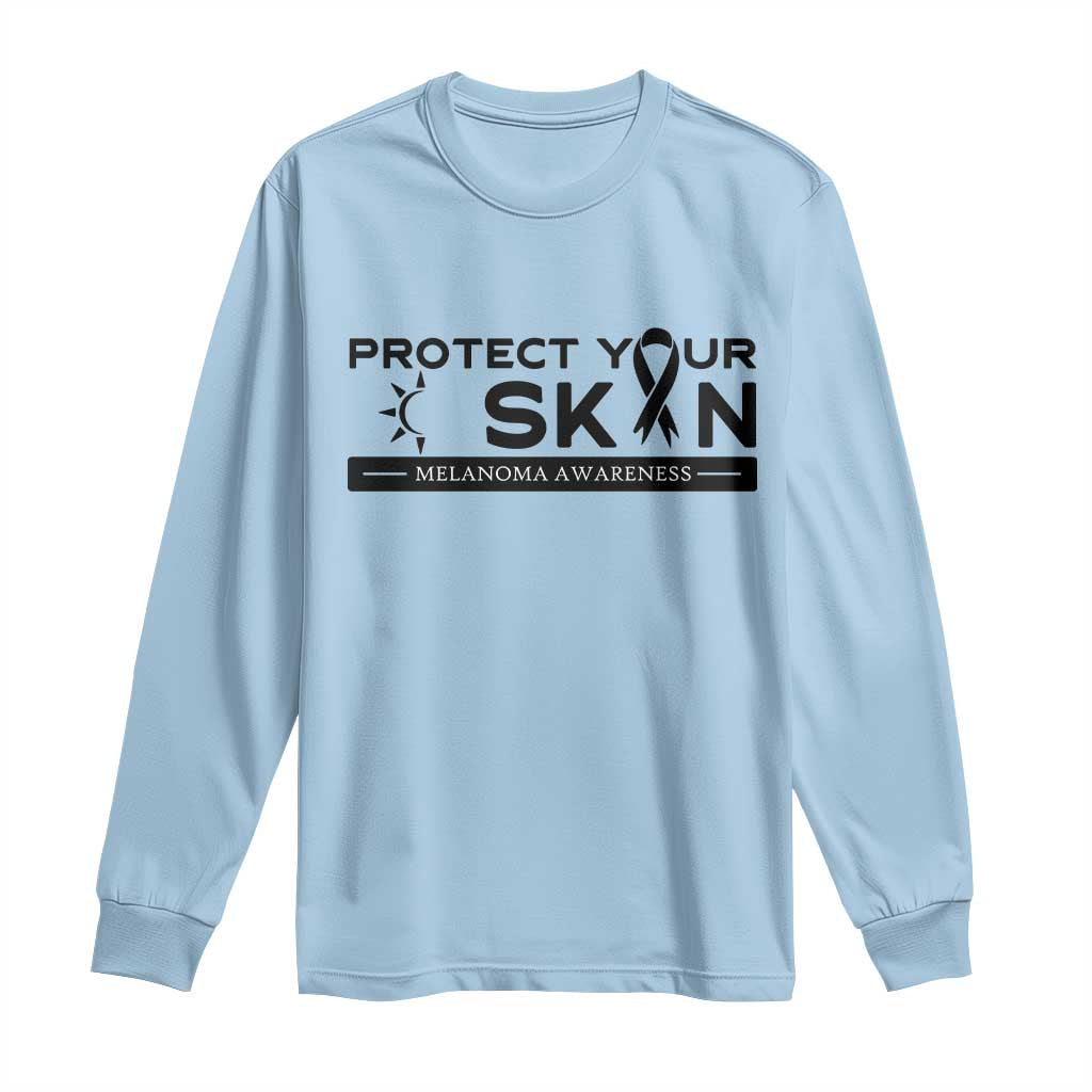 Melanoma Prevention Awareness Long Sleeve Shirt Protect Your Skin TS12 Light Blue Print Your Wear