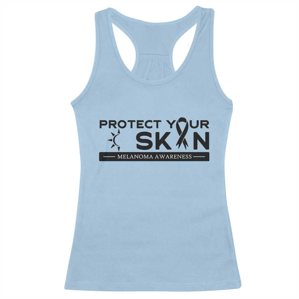 Melanoma Prevention Awareness Racerback Tank Top Protect Your Skin TS12 Light Blue Print Your Wear