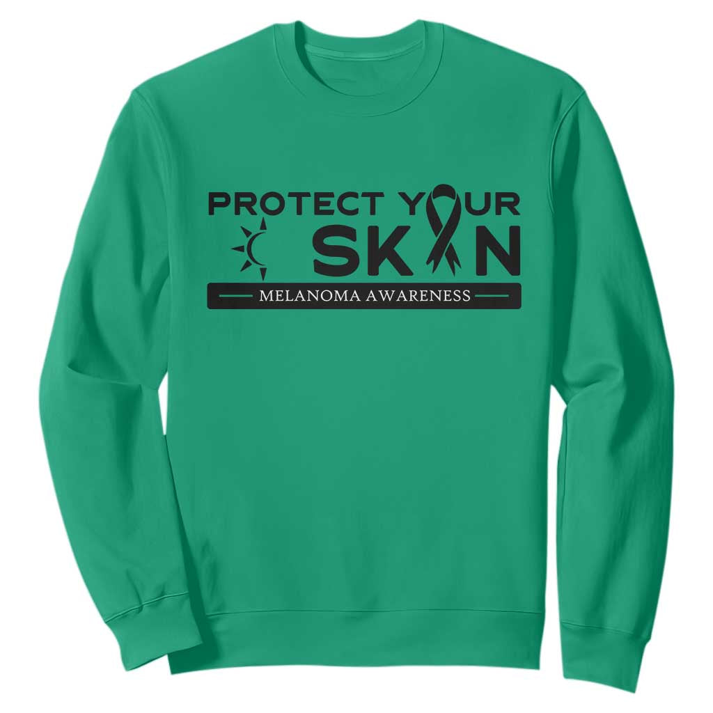 Melanoma Prevention Awareness Sweatshirt Protect Your Skin TS12 Irish Green Print Your Wear