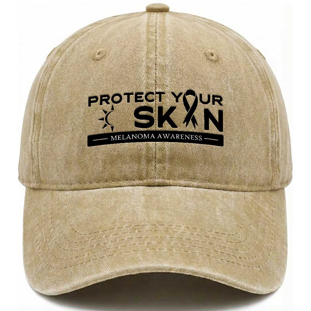 Melanoma Prevention Awareness Washed Cotton Baseball Cap Protect Your Skin TS12 Print Your Wear