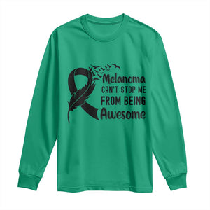 Melanoma Cant Stop Me From Being Awesome Long Sleeve Shirt Support Squad Gift TS12 Irish Green Print Your Wear