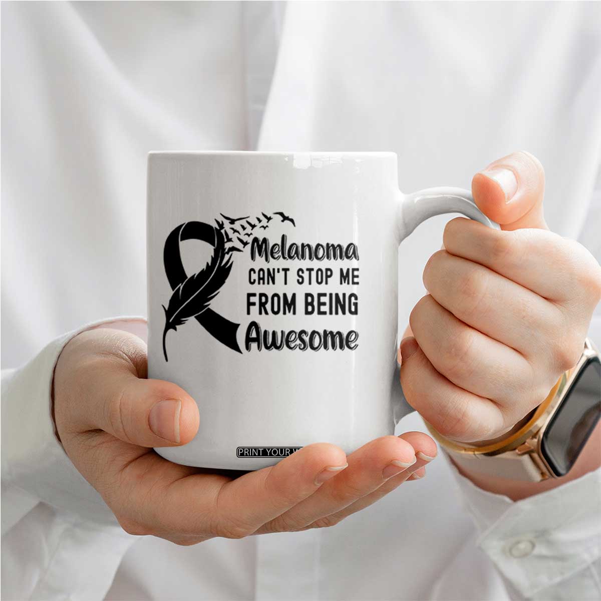 Melanoma Cant Stop Me From Being Awesome Coffee Mug Support Squad Gift TS12 Print Your Wear
