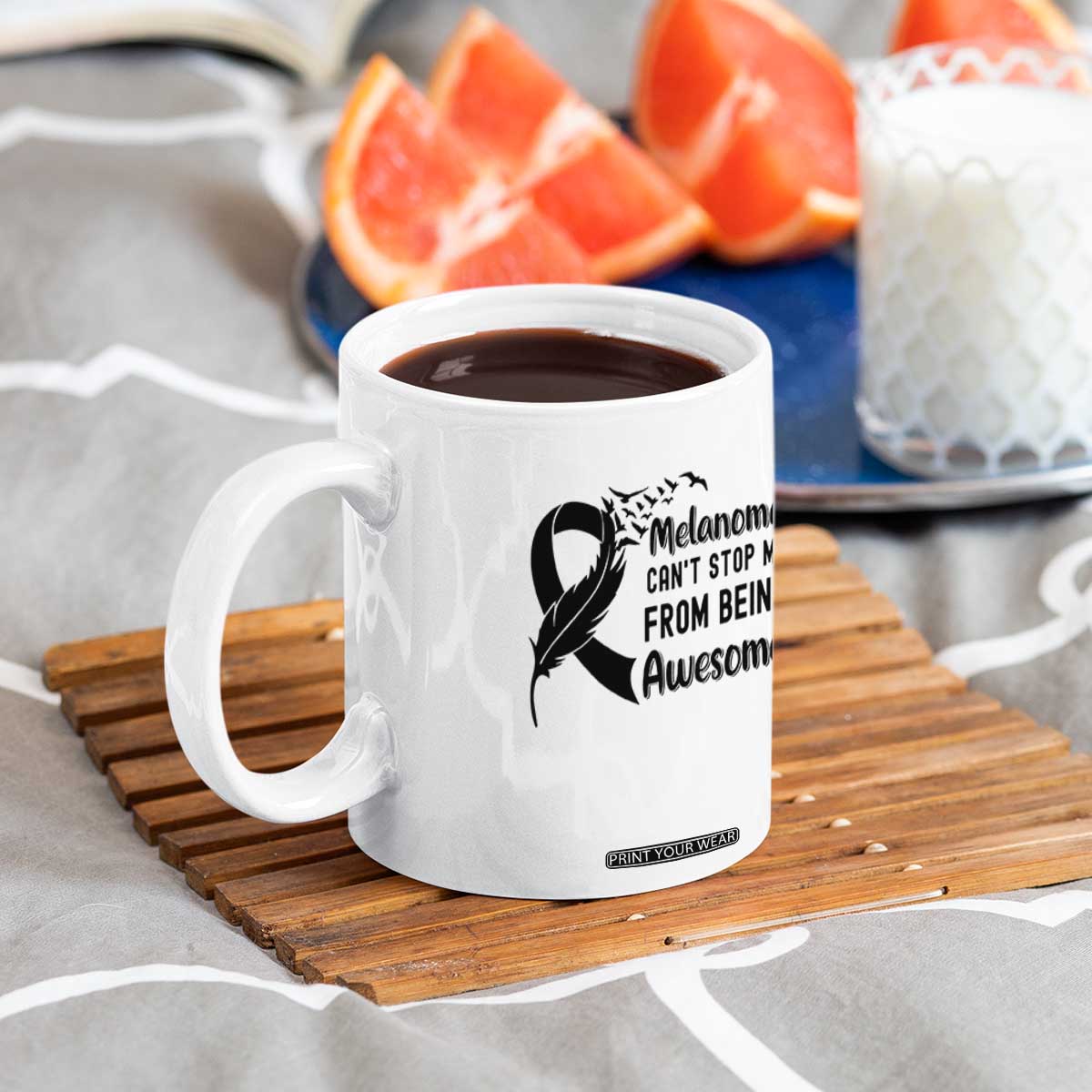Melanoma Cant Stop Me From Being Awesome Coffee Mug Support Squad Gift TS12 Print Your Wear