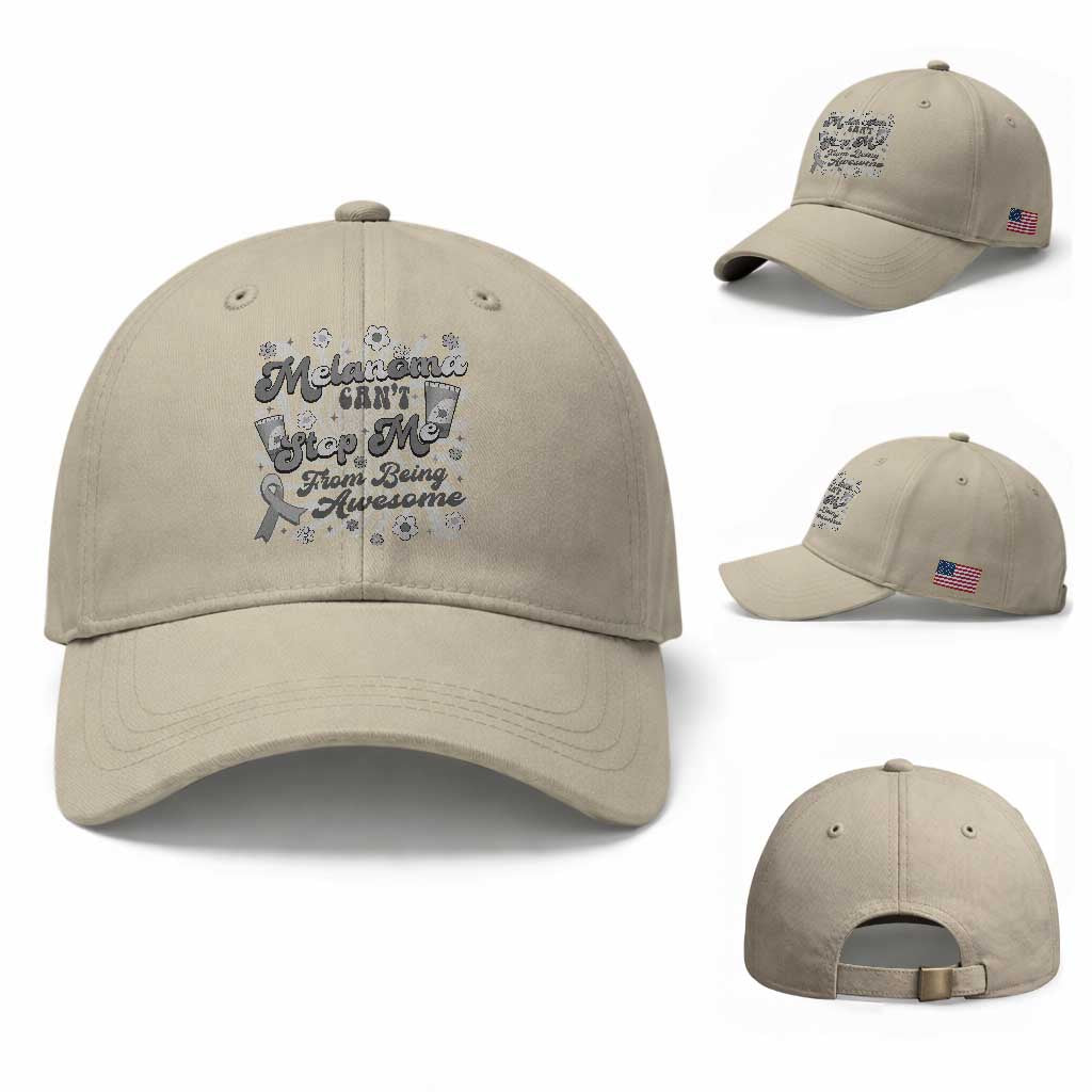 Melanoma Awareness Support Squad Baseball Cap Melanoma Can't Stop Me TS12 Baseball Cap Universal Fit Beige Print Your Wear