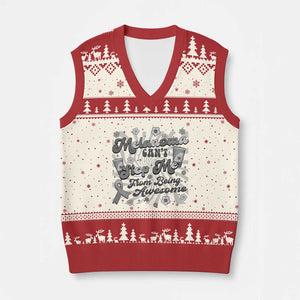 Melanoma Awareness Support Squad V-Neck Knit Sweater Vest Melanoma Can't Stop Me TS12 Beige Red Print Your Wear