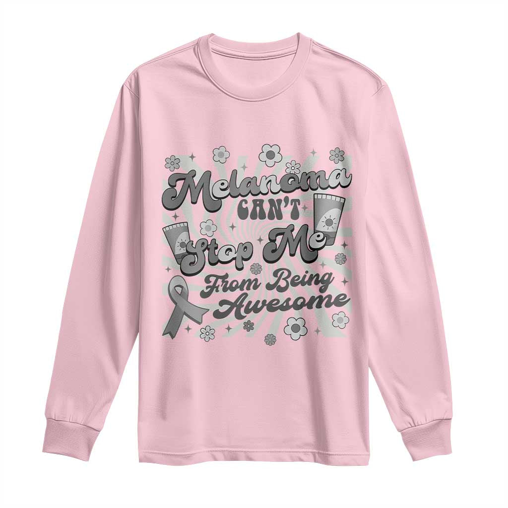Melanoma Awareness Support Squad Long Sleeve Shirt Melanoma Can't Stop Me TS12 Light Pink Print Your Wear