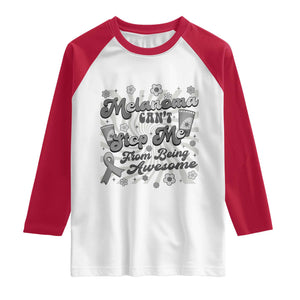 Melanoma Awareness Support Squad Raglan Shirt Melanoma Can't Stop Me TS12 White Red Print Your Wear