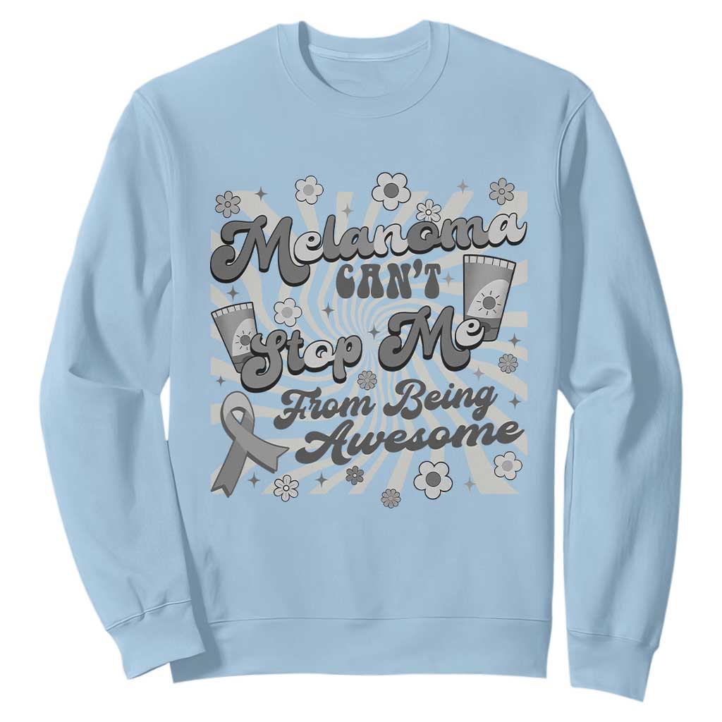 Melanoma Awareness Support Squad Sweatshirt Melanoma Can't Stop Me TS12 Light Blue Print Your Wear