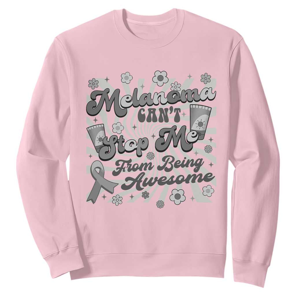 Melanoma Awareness Support Squad Sweatshirt Melanoma Can't Stop Me TS12 Light Pink Print Your Wear