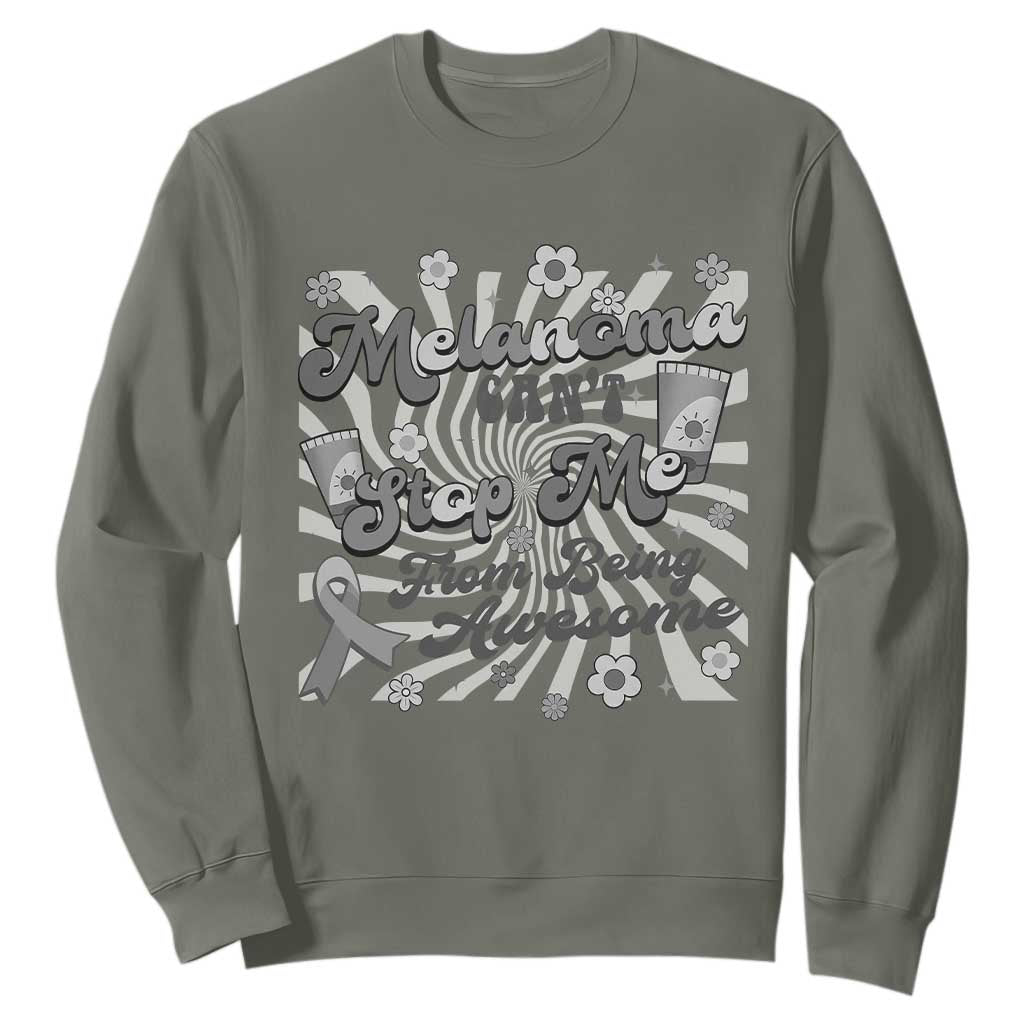 Melanoma Awareness Support Squad Sweatshirt Melanoma Can't Stop Me TS12 Military Green Print Your Wear