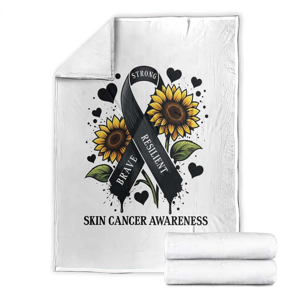 Sunflower Skin Cancer Awareness Throw Blanket Brave Strong Resilient TS12 White Print Your Wear