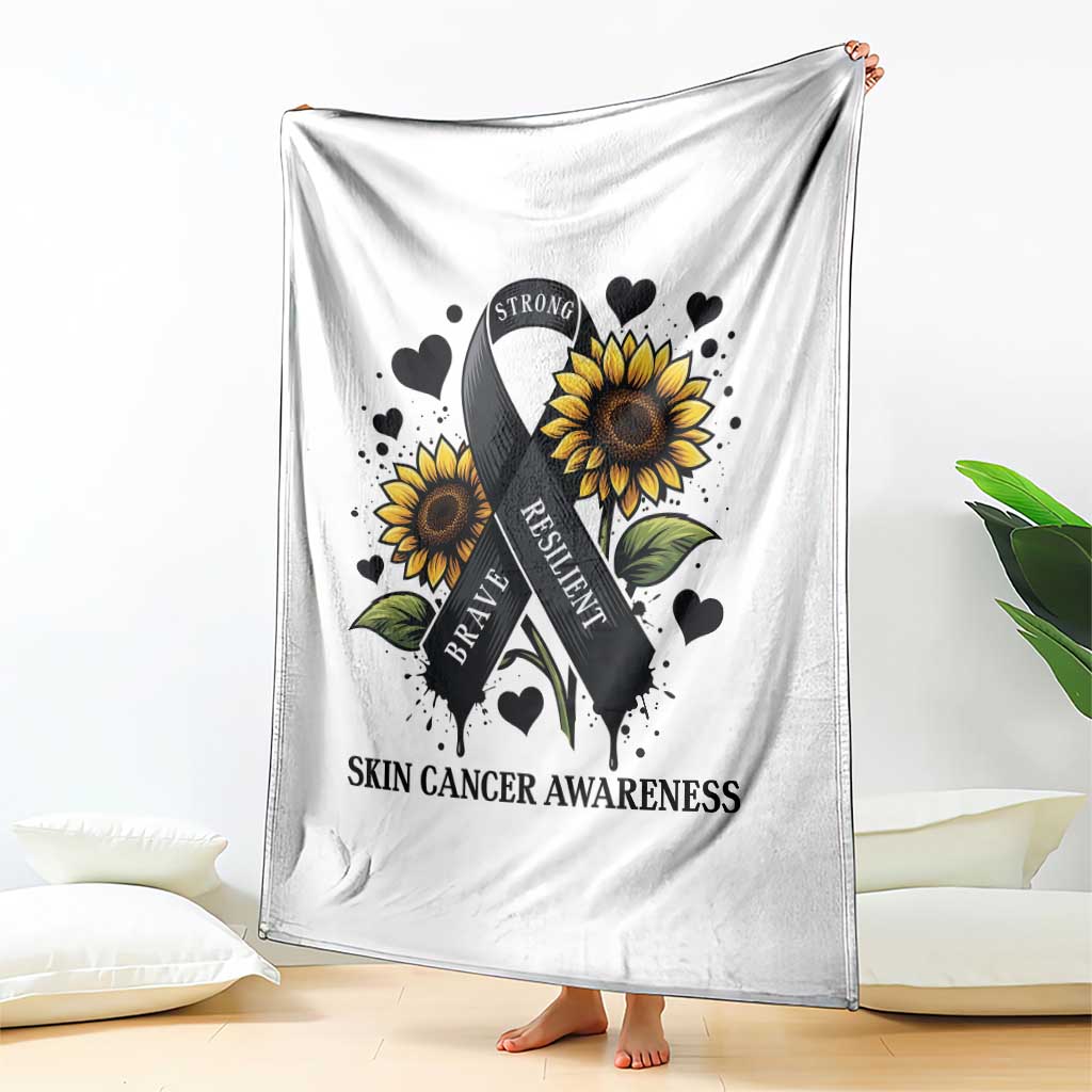 Sunflower Skin Cancer Awareness Throw Blanket Brave Strong Resilient TS12 Print Your Wear