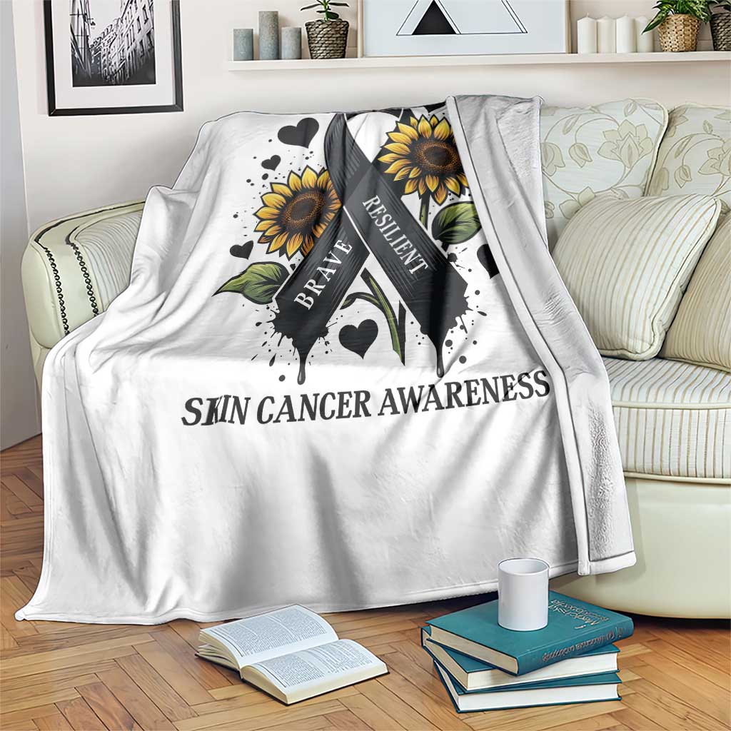 Sunflower Skin Cancer Awareness Throw Blanket Brave Strong Resilient TS12 Print Your Wear