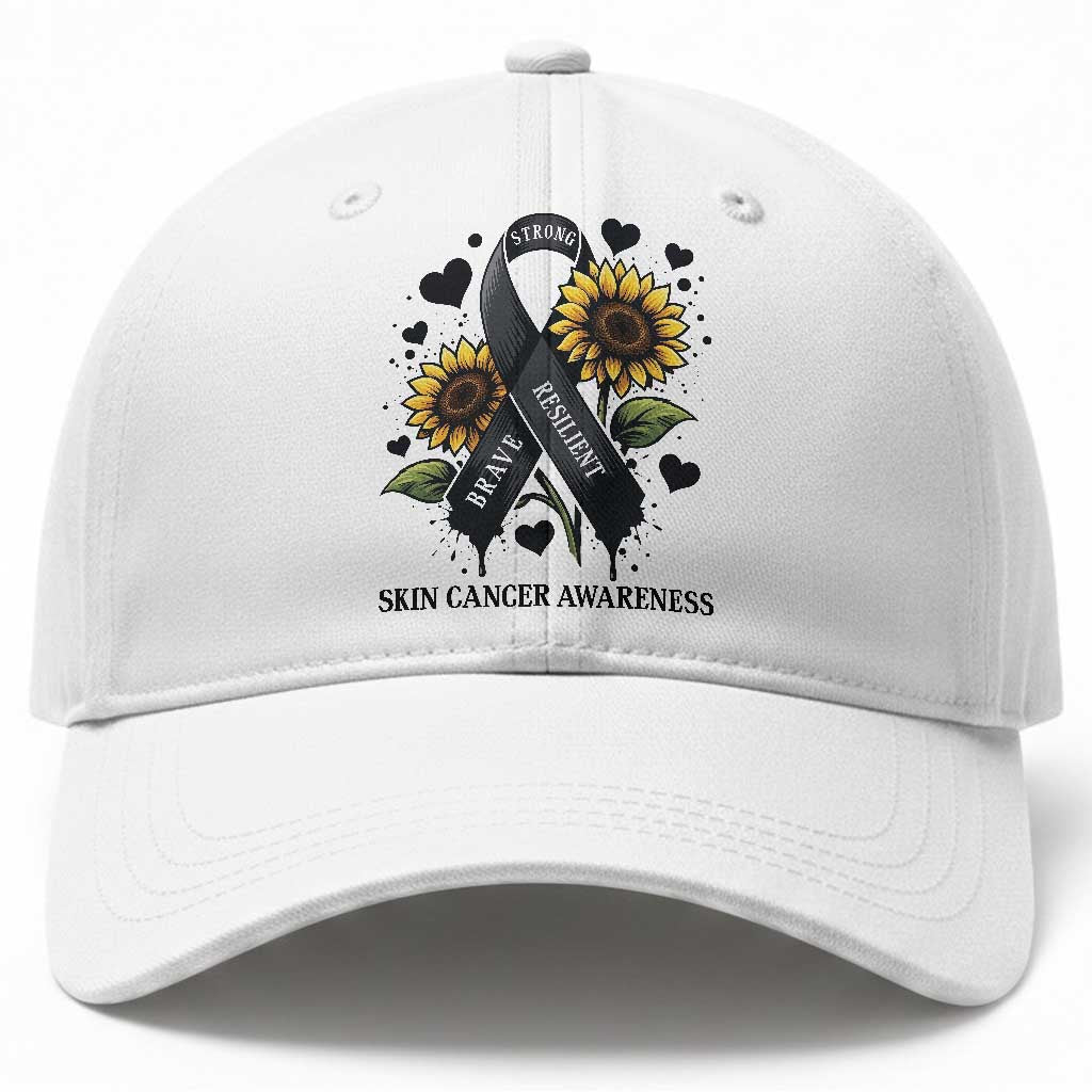 Sunflower Skin Cancer Awareness Baseball Cap Brave Strong Resilient TS12 Print Your Wear