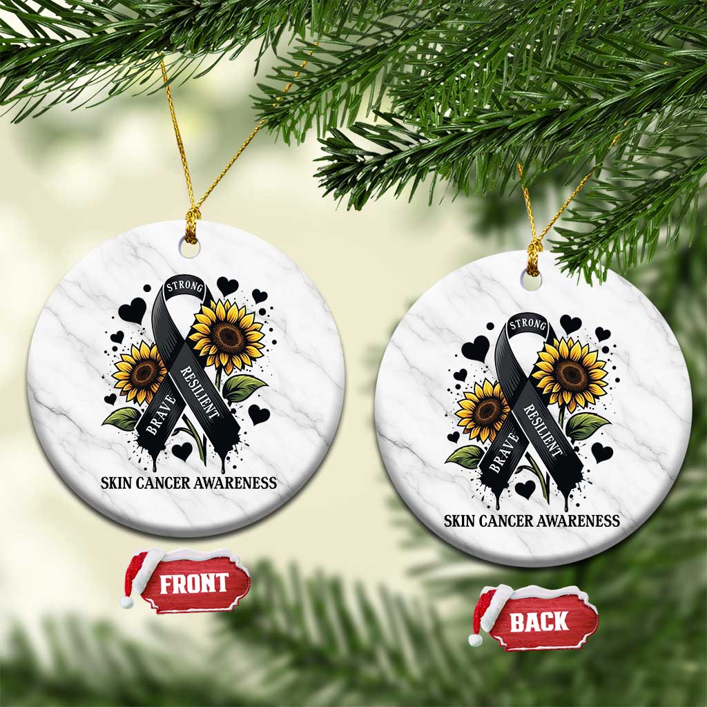 Sunflower Skin Cancer Awareness Ceramic Ornament Brave Strong Resilient TS12 1pc White Marble Print Your Wear