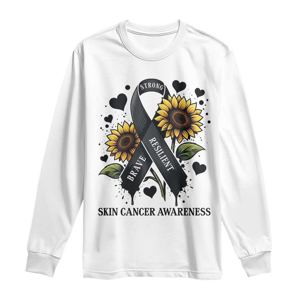 Sunflower Skin Cancer Awareness Long Sleeve Shirt Brave Strong Resilient TS12 White Print Your Wear