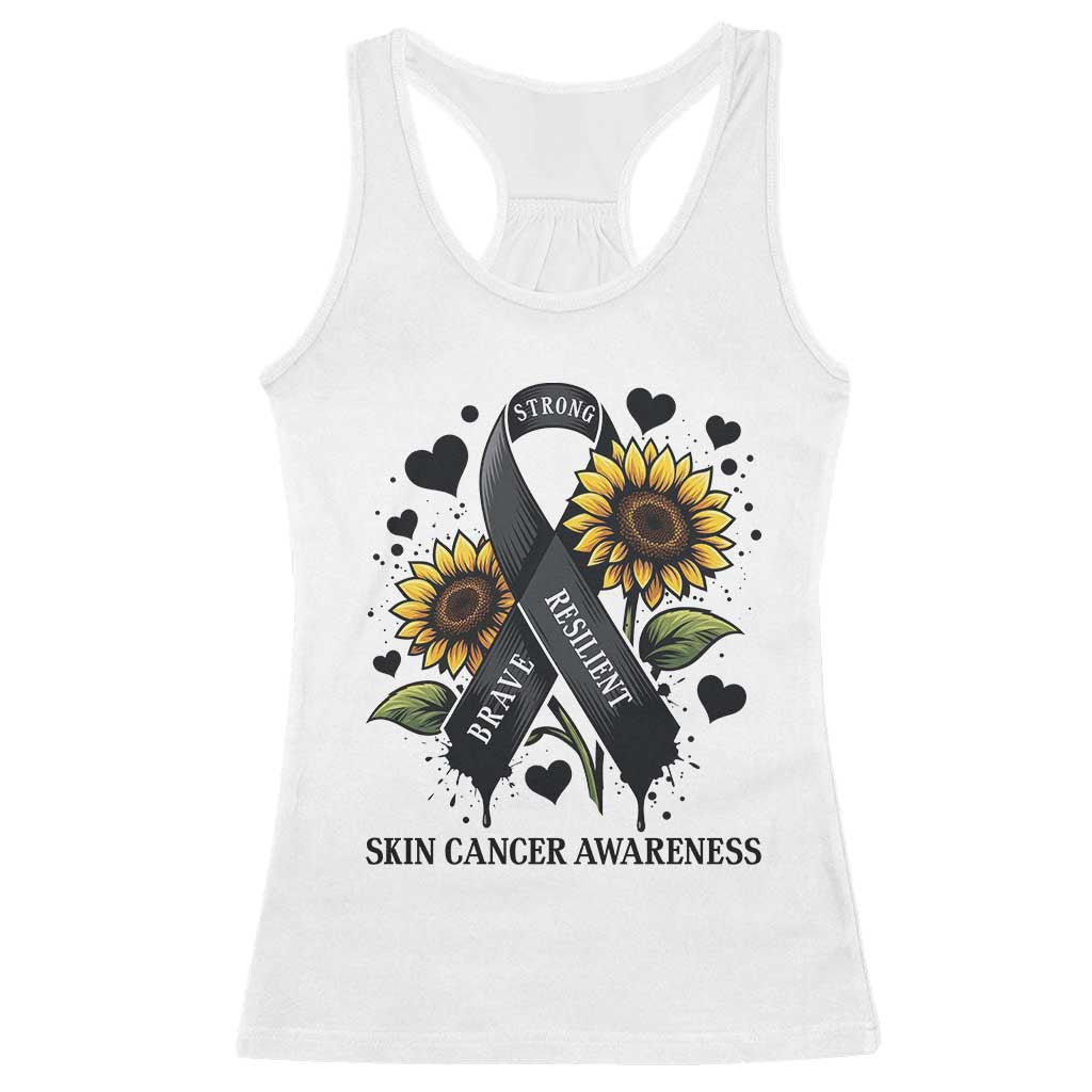 Sunflower Skin Cancer Awareness Racerback Tank Top Brave Strong Resilient TS12 White Print Your Wear