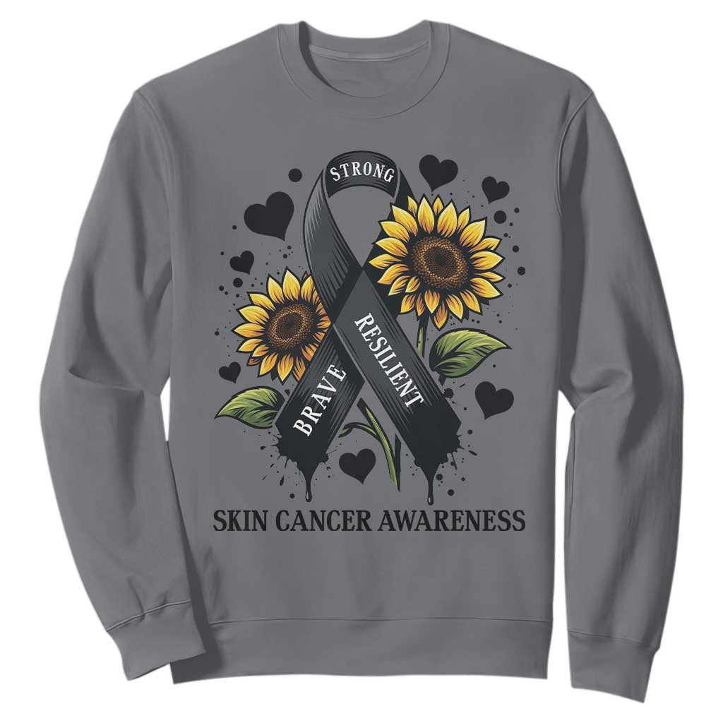 Sunflower Skin Cancer Awareness Sweatshirt Brave Strong Resilient TS12 Charcoal Print Your Wear