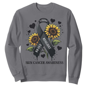 Sunflower Skin Cancer Awareness Sweatshirt Brave Strong Resilient TS12 Charcoal Print Your Wear