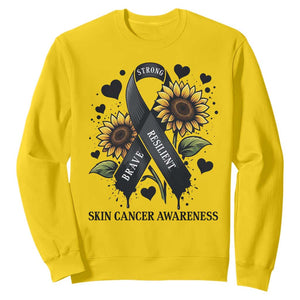 Sunflower Skin Cancer Awareness Sweatshirt Brave Strong Resilient TS12 Daisy Print Your Wear