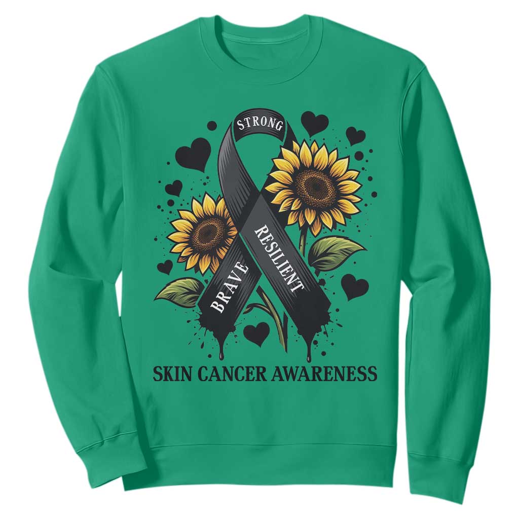 Sunflower Skin Cancer Awareness Sweatshirt Brave Strong Resilient TS12 Irish Green Print Your Wear