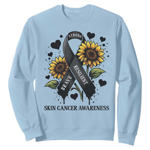 Sunflower Skin Cancer Awareness Sweatshirt Brave Strong Resilient TS12 Light Blue Print Your Wear
