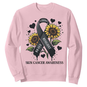 Sunflower Skin Cancer Awareness Sweatshirt Brave Strong Resilient TS12 Light Pink Print Your Wear