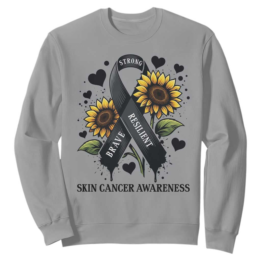 Sunflower Skin Cancer Awareness Sweatshirt Brave Strong Resilient TS12 Sport Gray Print Your Wear