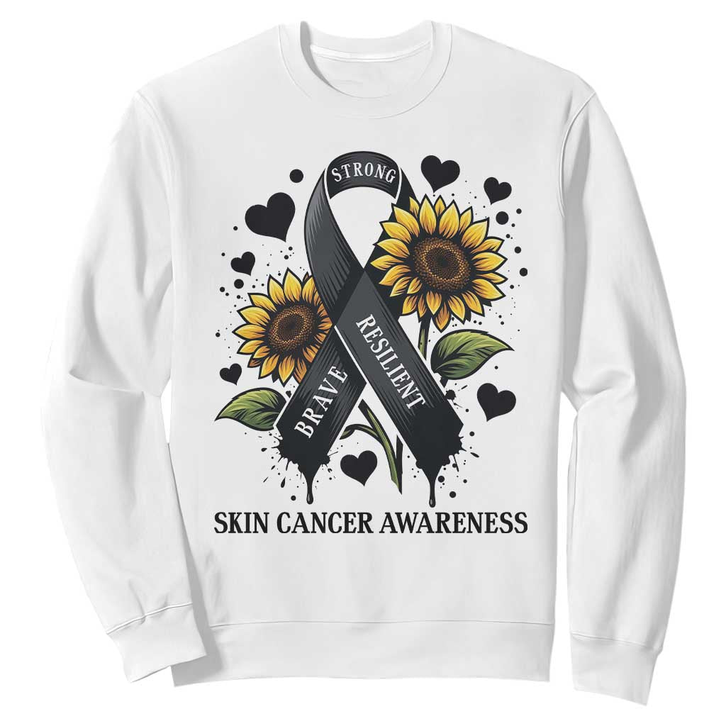 Sunflower Skin Cancer Awareness Sweatshirt Brave Strong Resilient TS12 White Print Your Wear