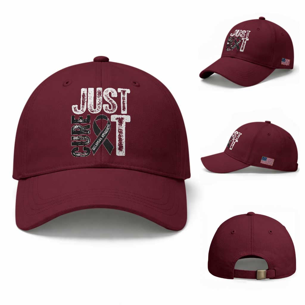 Skin Cancer Warrior Awareness Fighter Baseball Cap Just Cure It TS12 Baseball Cap Universal Fit Maroon Print Your Wear