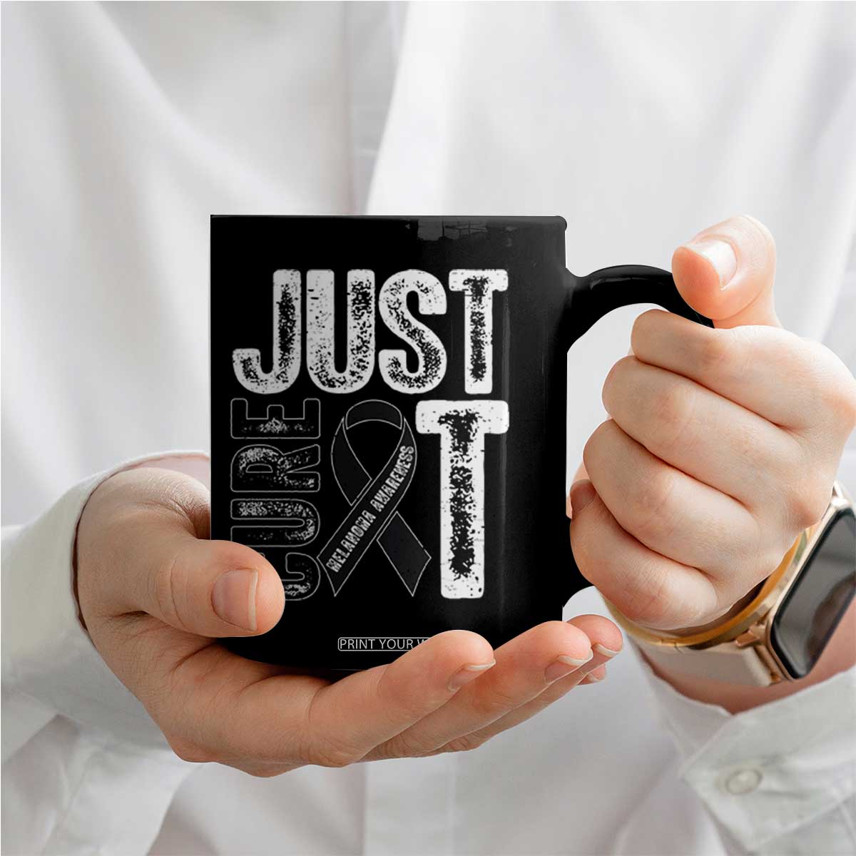 Skin Cancer Warrior Awareness Fighter Coffee Mug Just Cure It TS12 Print Your Wear