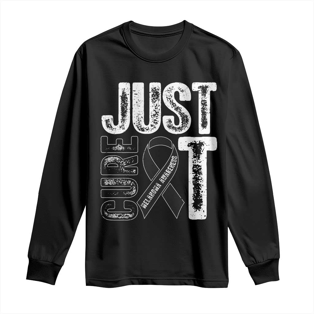 Skin Cancer Warrior Awareness Fighter Long Sleeve Shirt Just Cure It TS12 Black Print Your Wear
