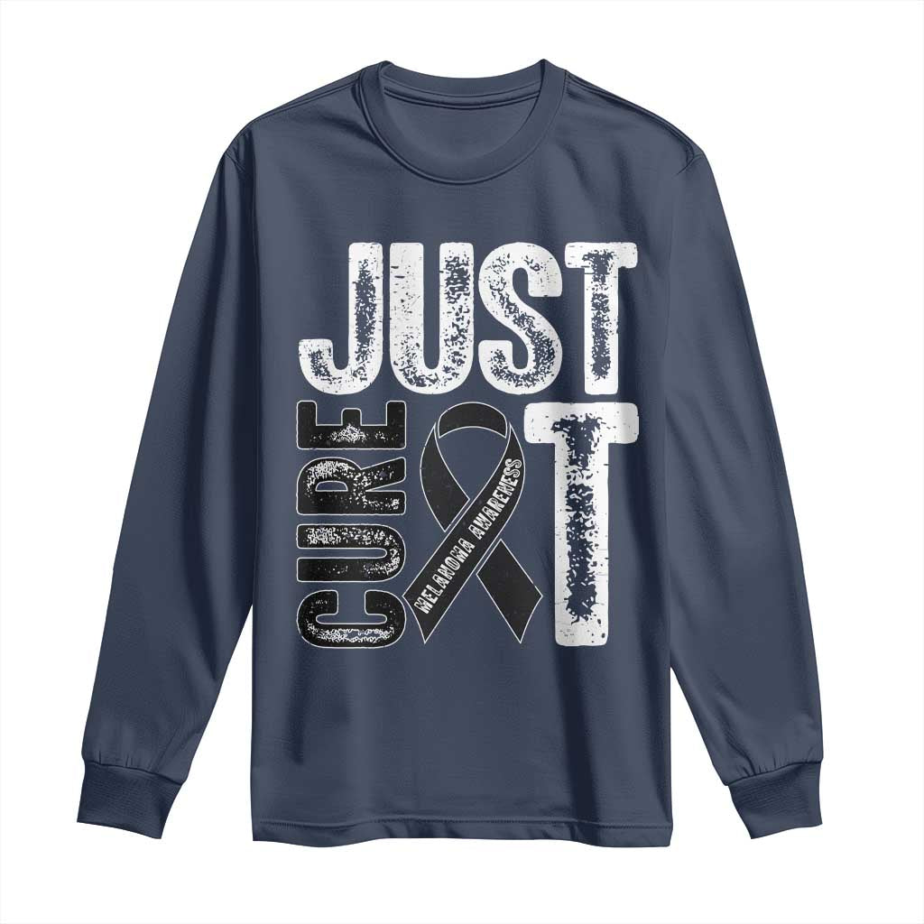 Skin Cancer Warrior Awareness Fighter Long Sleeve Shirt Just Cure It TS12 Navy Print Your Wear