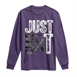 Skin Cancer Warrior Awareness Fighter Long Sleeve Shirt Just Cure It TS12 Purple Print Your Wear