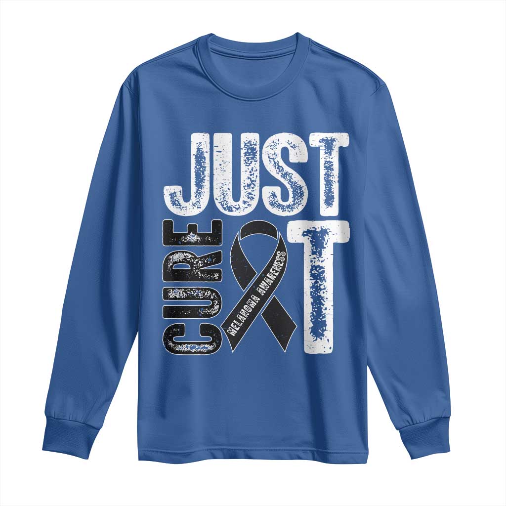 Skin Cancer Warrior Awareness Fighter Long Sleeve Shirt Just Cure It TS12 Royal Blue Print Your Wear