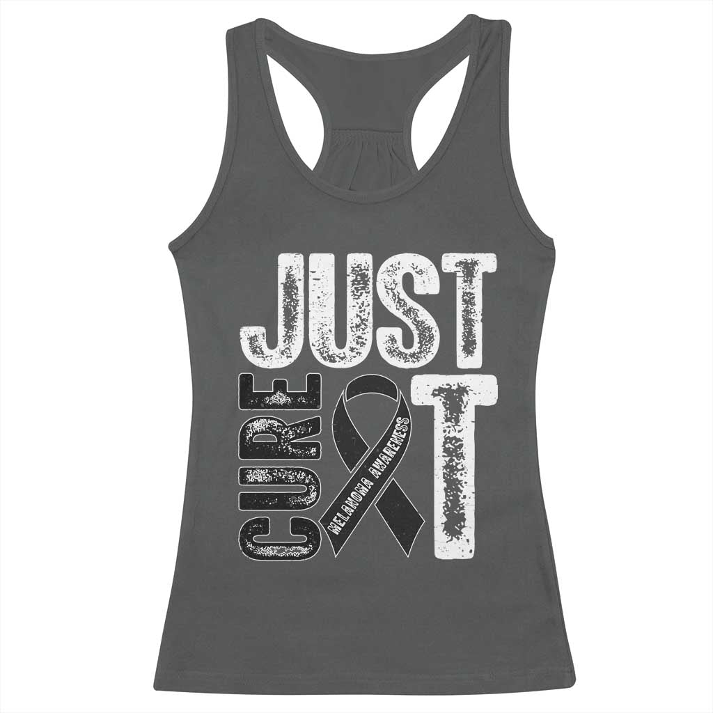 Skin Cancer Warrior Awareness Fighter Racerback Tank Top Just Cure It TS12 Dark Heather Print Your Wear