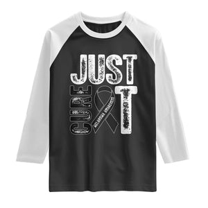 Skin Cancer Warrior Awareness Fighter Raglan Shirt Just Cure It TS12 Black White Print Your Wear